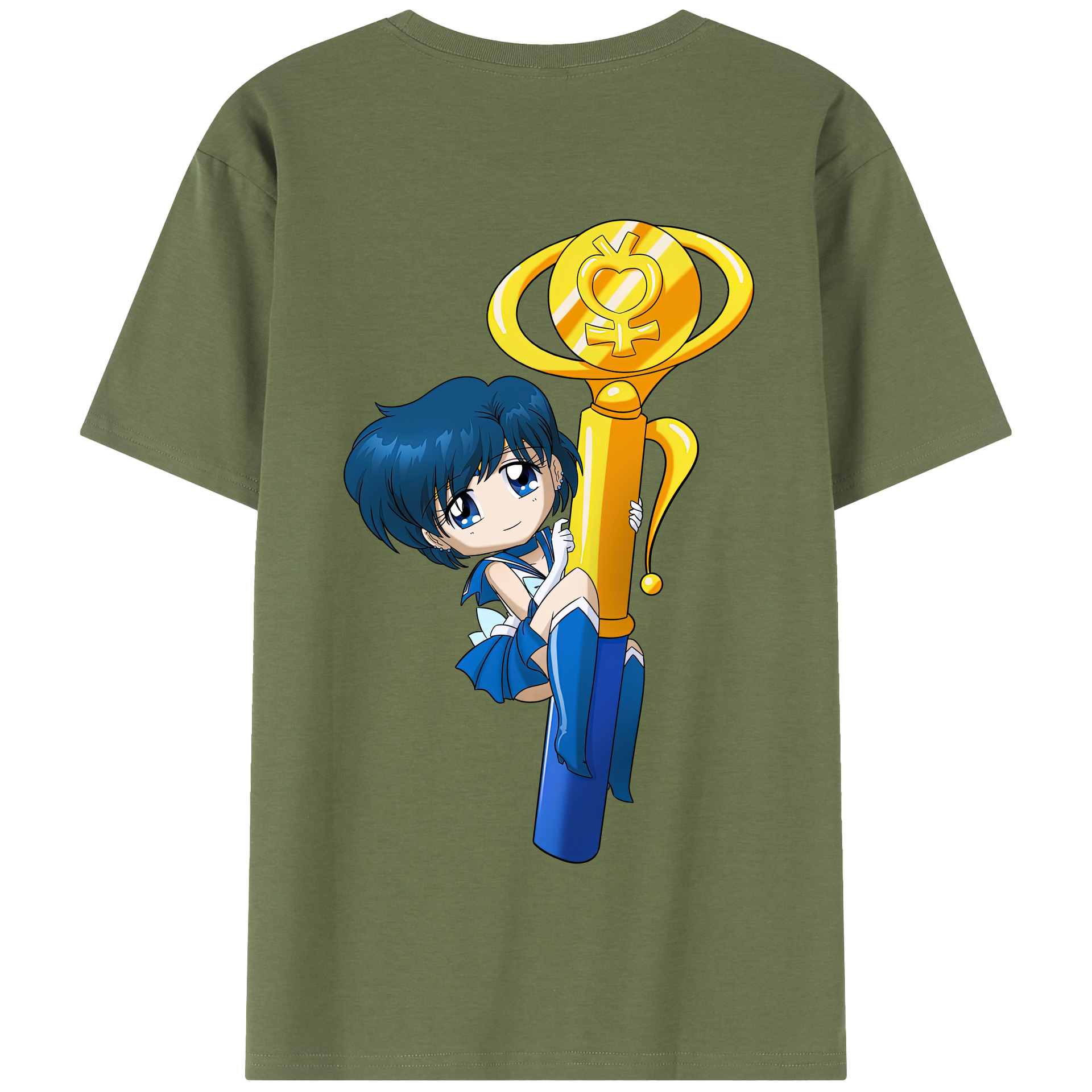 （画像用） 美少女戦士セーラームーン 水野 亜美 みずの あみ Sailor Moon Mizuno Ami 綿100％半袖Tシャツ（背面プリント）